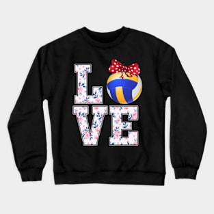 Summer Floral Love Volleyball Crewneck Sweatshirt